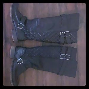 Tall knee black boots